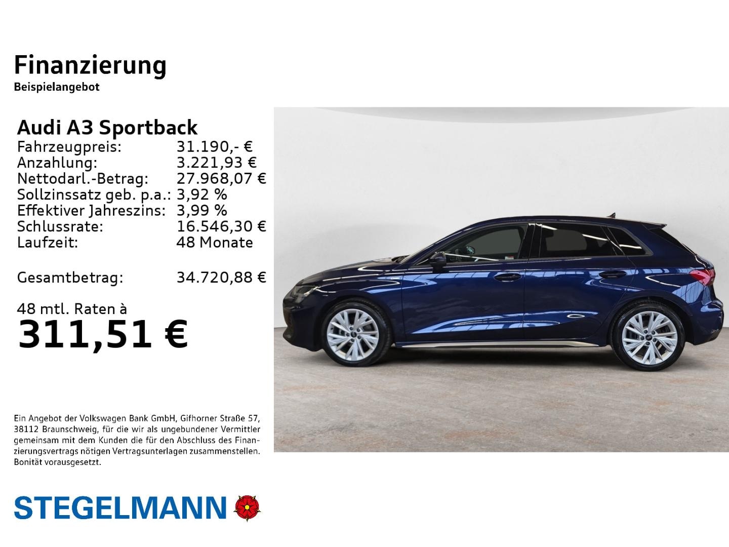 Bild über Audi A3 Sportback S line 35 TDI S tronic - für weitere Informationen kontaktieren Sie den Audi Partner