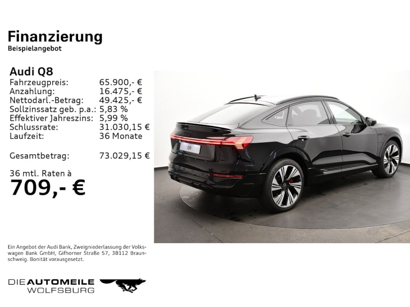 Bild über Audi Q8 Sportback e-tron S line 55 e-tron quattro - für weitere Informationen kontaktieren Sie den Audi Partner