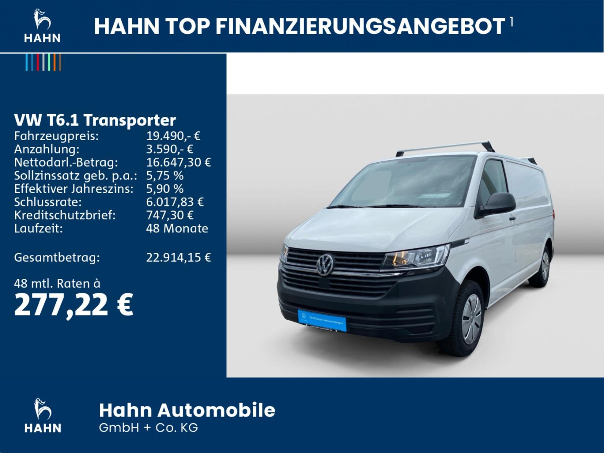 Volkswagen T6.1 Transporter Kasten kurzer Radstand EcoProfi