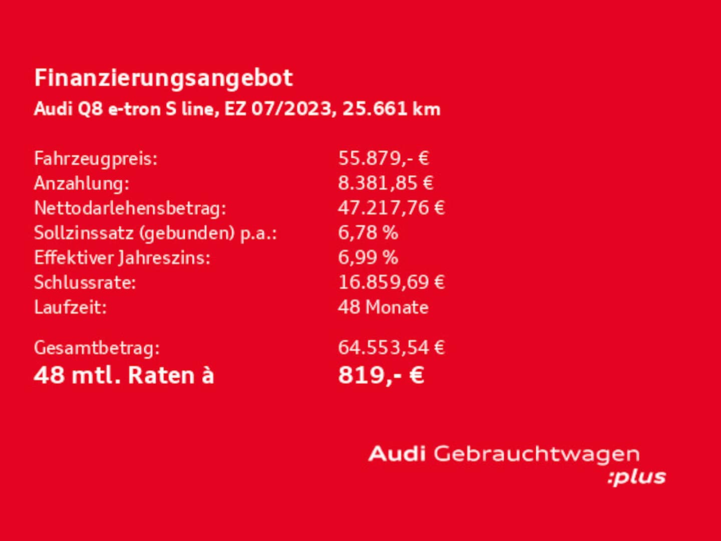 Bild über Audi Q8 e-tron S line 55 e-tron quattro - für weitere Informationen kontaktieren Sie den Audi Partner