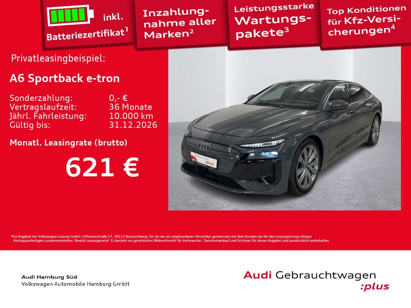 Bild über Audi A6 Sportback e-tron e-tron quattro - für weitere Informationen kontaktieren Sie den Audi Partner