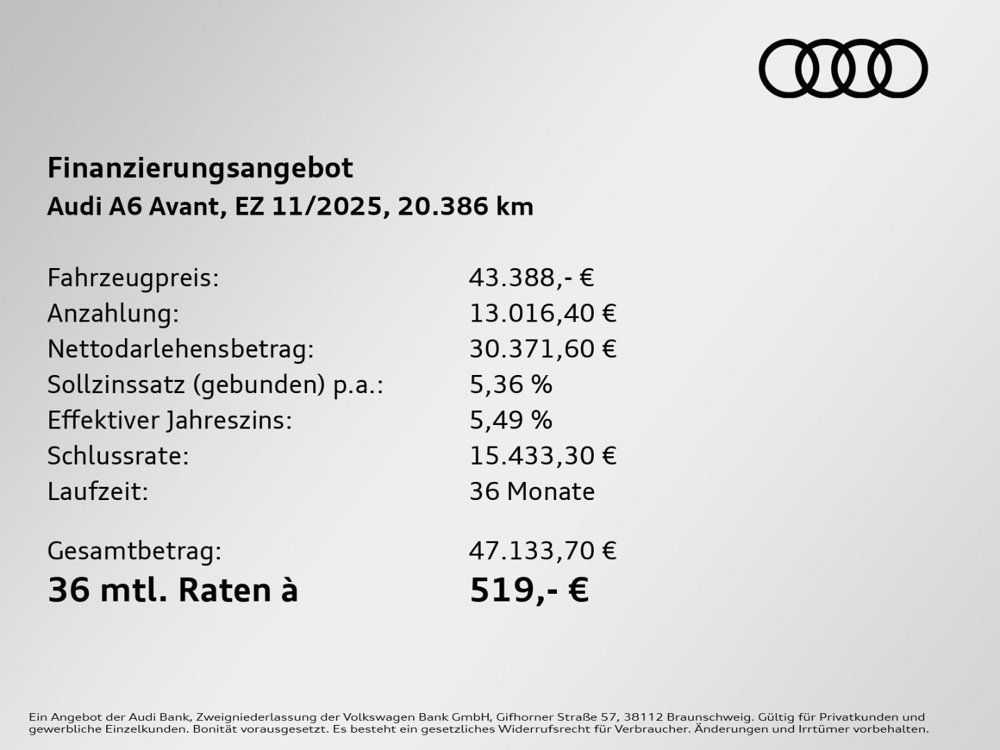 Bild über Audi A6 Avant TDI 150 kW S tronic - für weitere Informationen kontaktieren Sie den Audi Partner