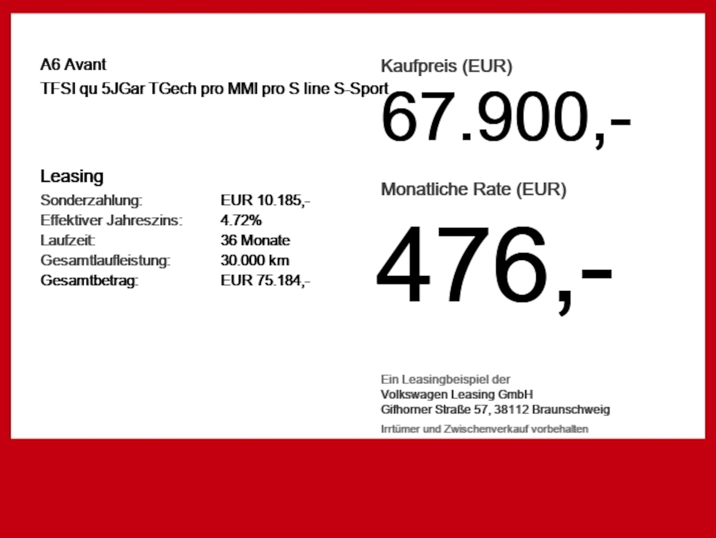 Bild über Audi A6 Avant TFSI quattro 270 kW S tronic - für weitere Informationen kontaktieren Sie den Audi Partner