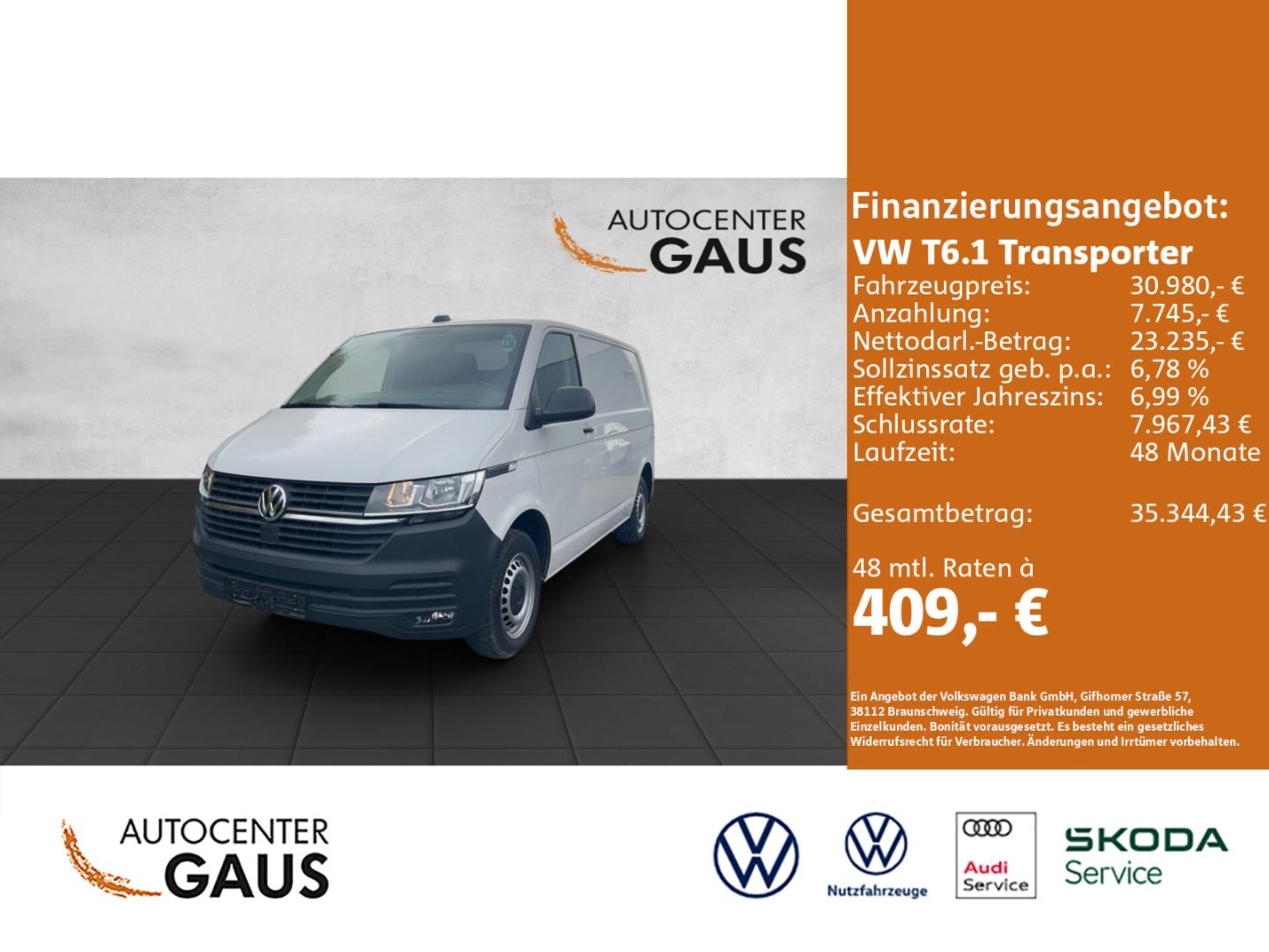 Volkswagen T6.1 Transporter Kasten kurzer Radstand