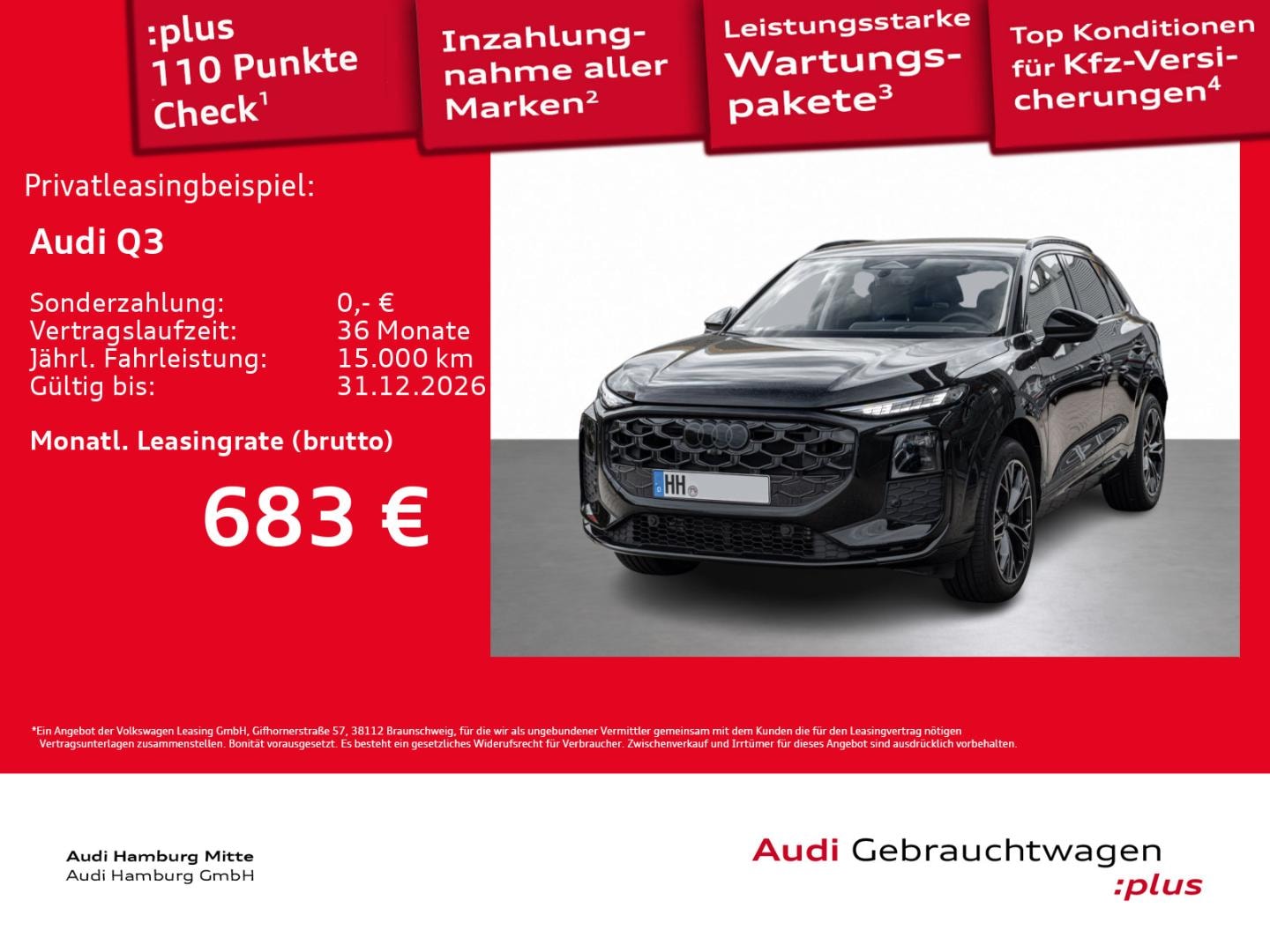 Bild über Audi Q3 SUV TFSI quattro 150 kW S tronic - für weitere Informationen kontaktieren Sie den Audi Partner
