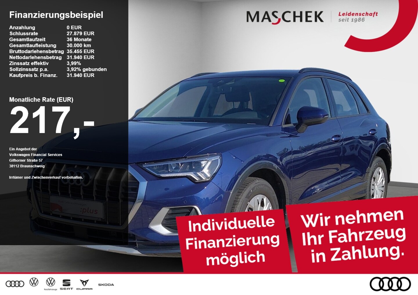 Bild über Audi Q3 TFSI 110 kW S tronic - für weitere Informationen kontaktieren Sie den Audi Partner