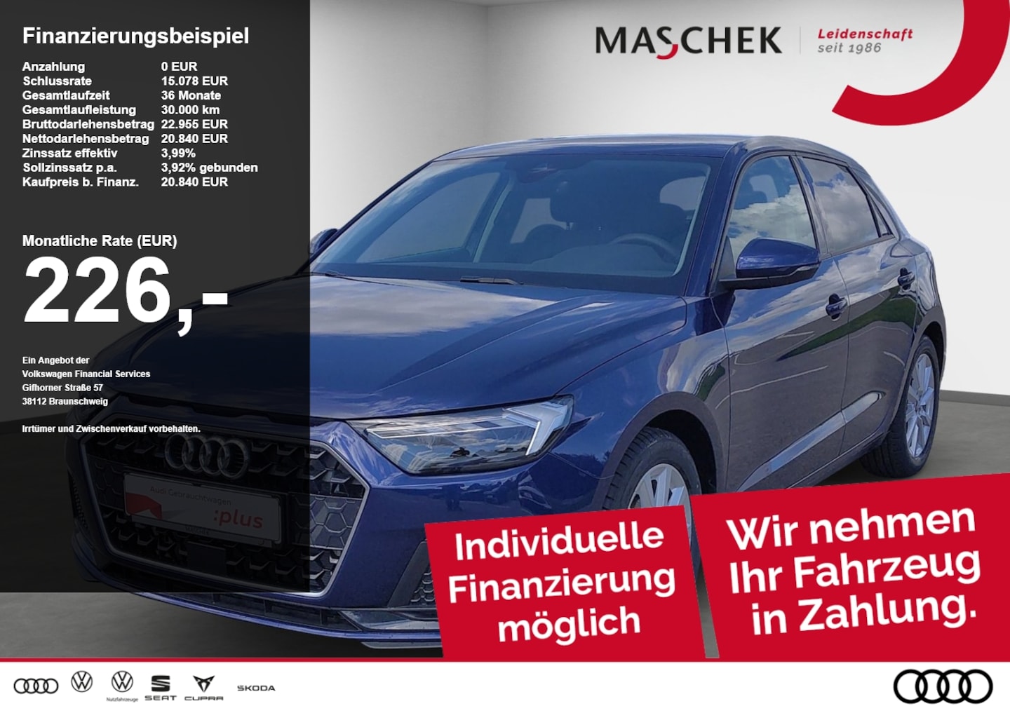 Bild über Audi A1 Sportback advanced 30 TFSI Schaltgetriebe - für weitere Informationen kontaktieren Sie den Audi Partner