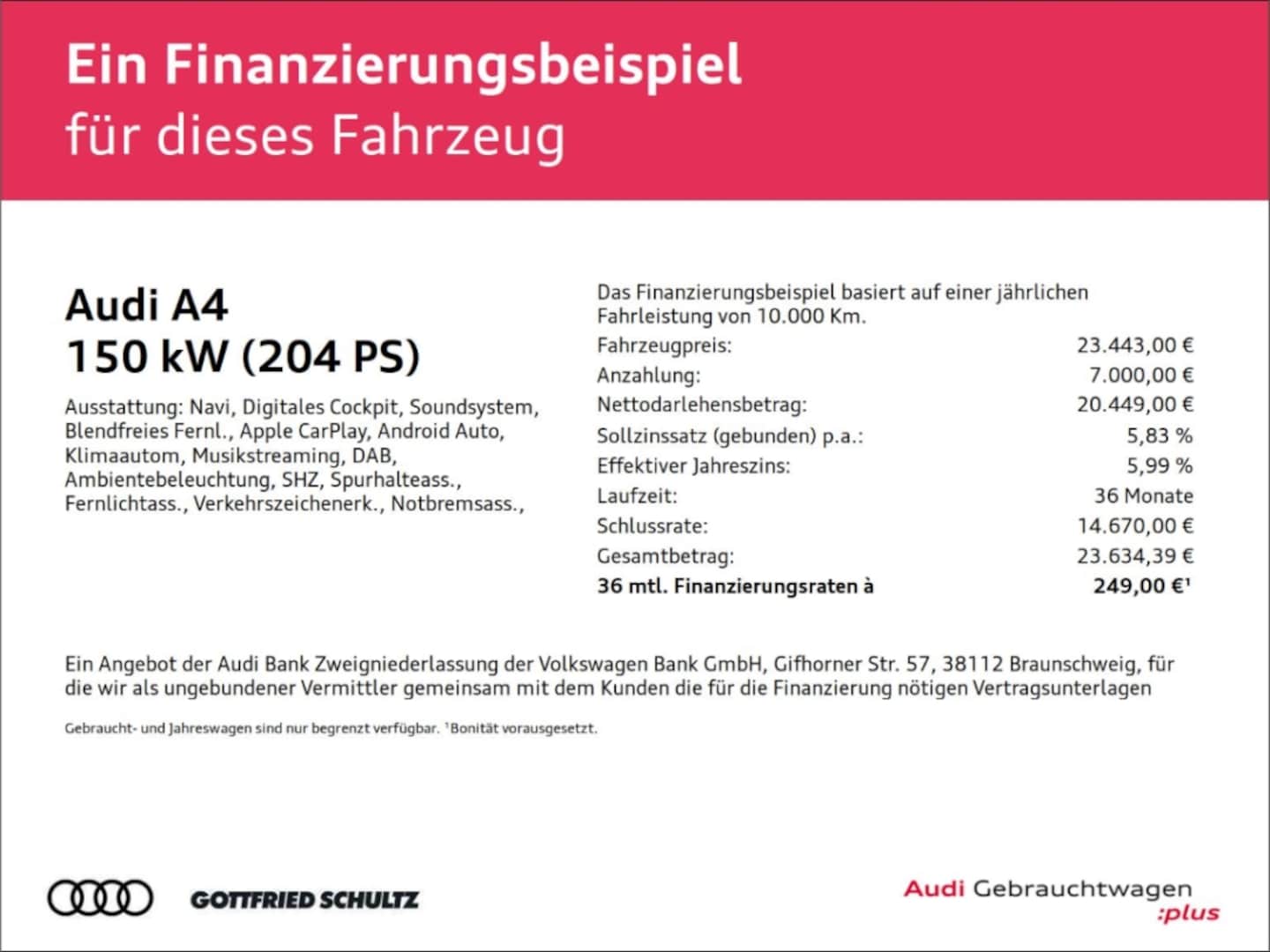 Bild über Audi A4 Avant advanced 40 TFSI S tronic - für weitere Informationen kontaktieren Sie den Audi Partner