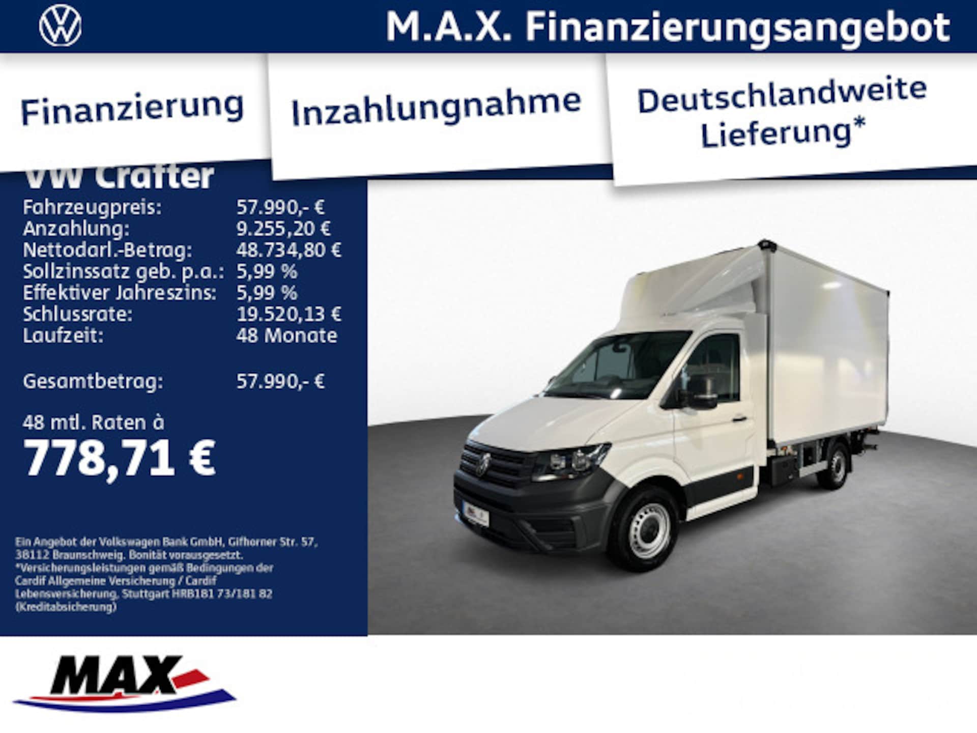 Volkswagen Crafter Einzelkabine mittlerer Radstand