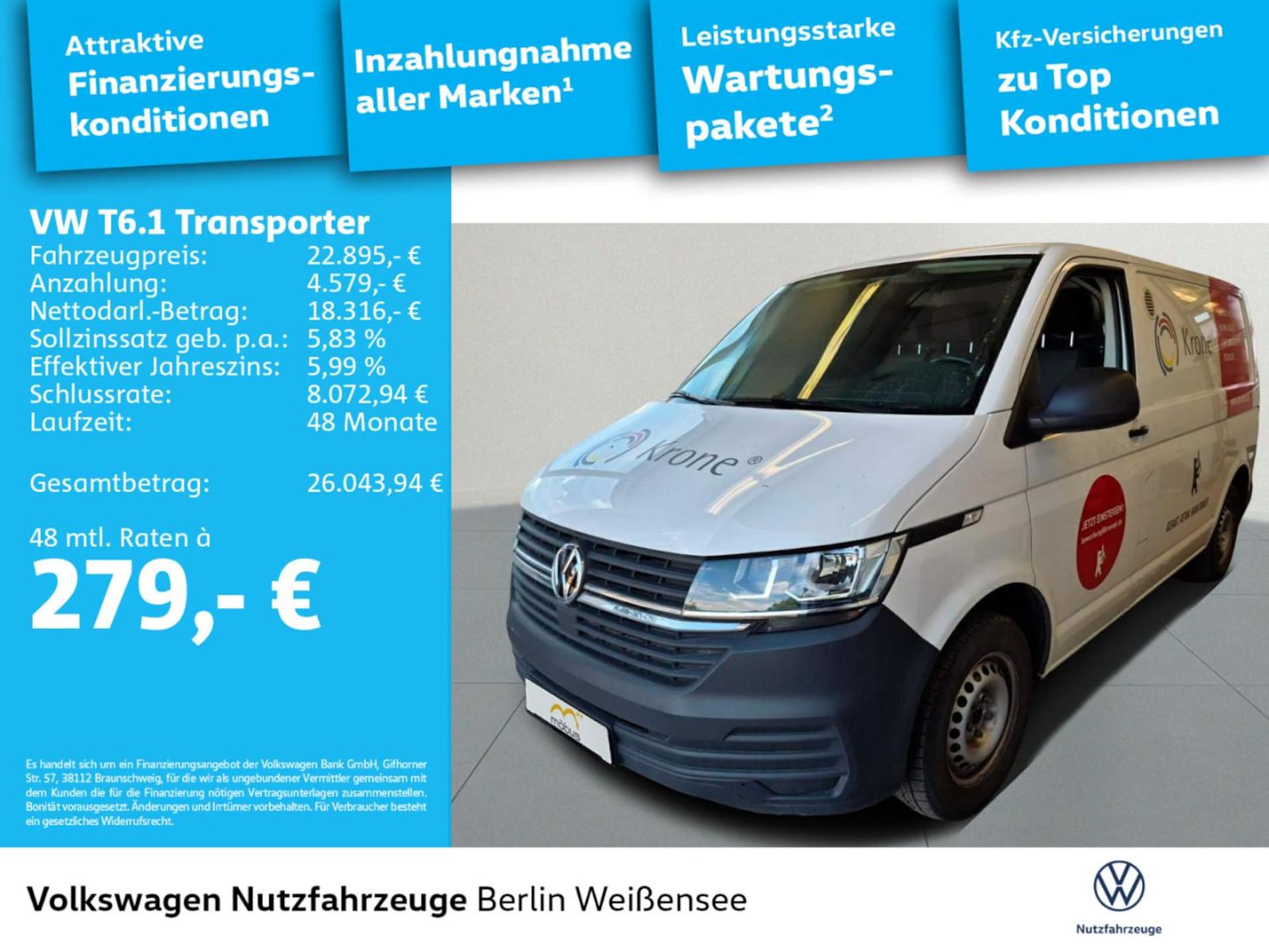 Volkswagen T6.1 Transporter Kasten kurzer Radstand