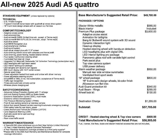 Photo of 2025 Audi A5 Sedan