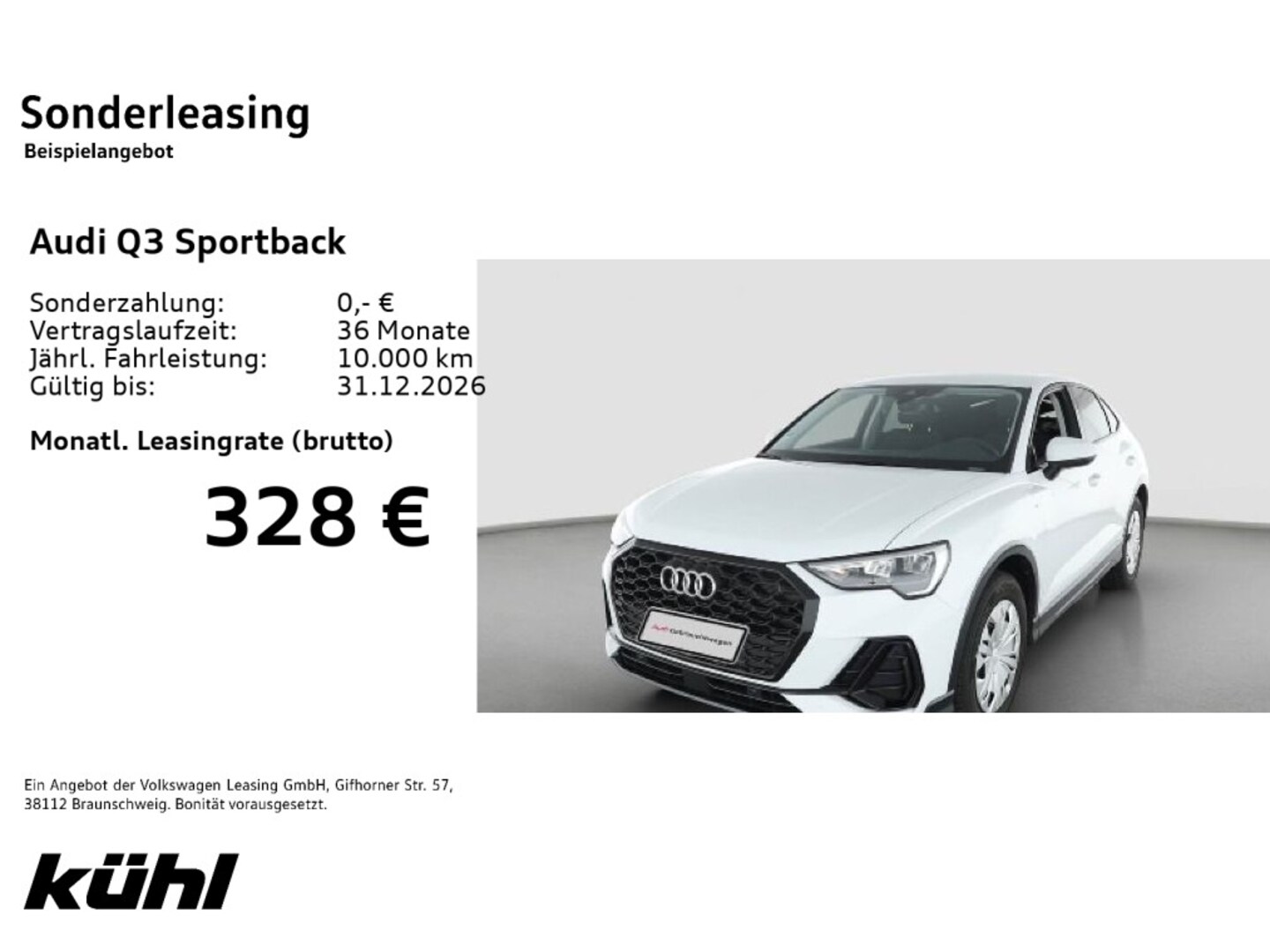 Bild über Audi Q3 Sportback TFSI 110 kW S tronic - für weitere Informationen kontaktieren Sie den Audi Partner