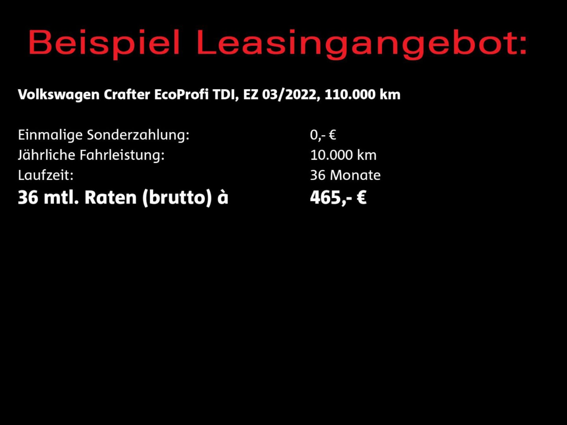 Volkswagen Crafter Einzelkabine langer Radstand