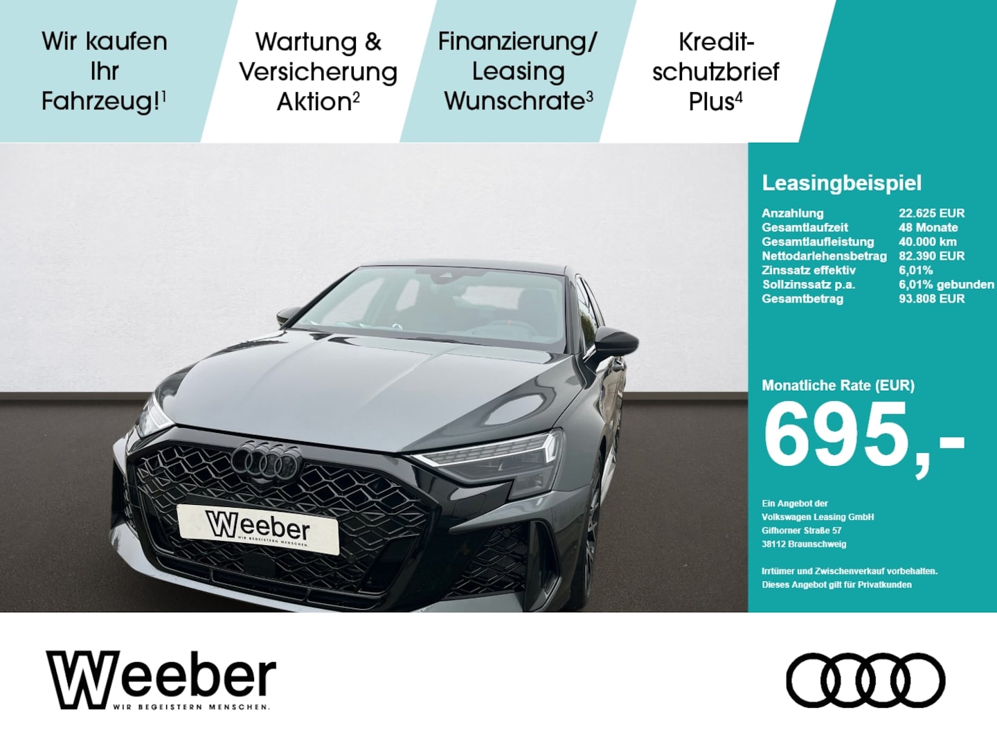 Bild über Audi RS 3 Limousine TFSI quattro S tronic - für weitere Informationen kontaktieren Sie den Audi Partner