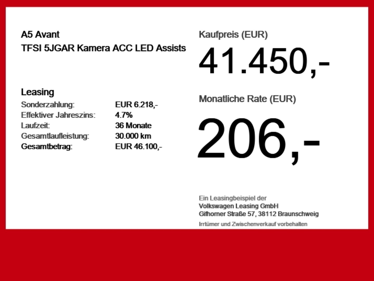 Bild über Audi A5 Avant TFSI S tronic - für weitere Informationen kontaktieren Sie den Audi Partner