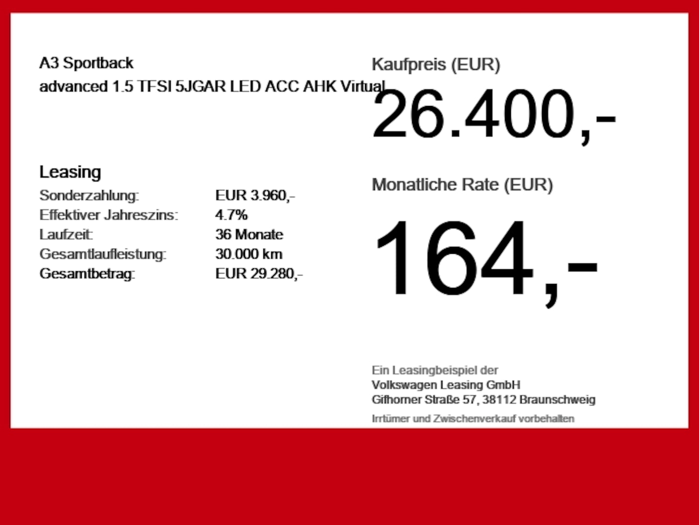 Bild über Audi A3 Sportback TFSI Schaltgetriebe - für weitere Informationen kontaktieren Sie den Audi Partner