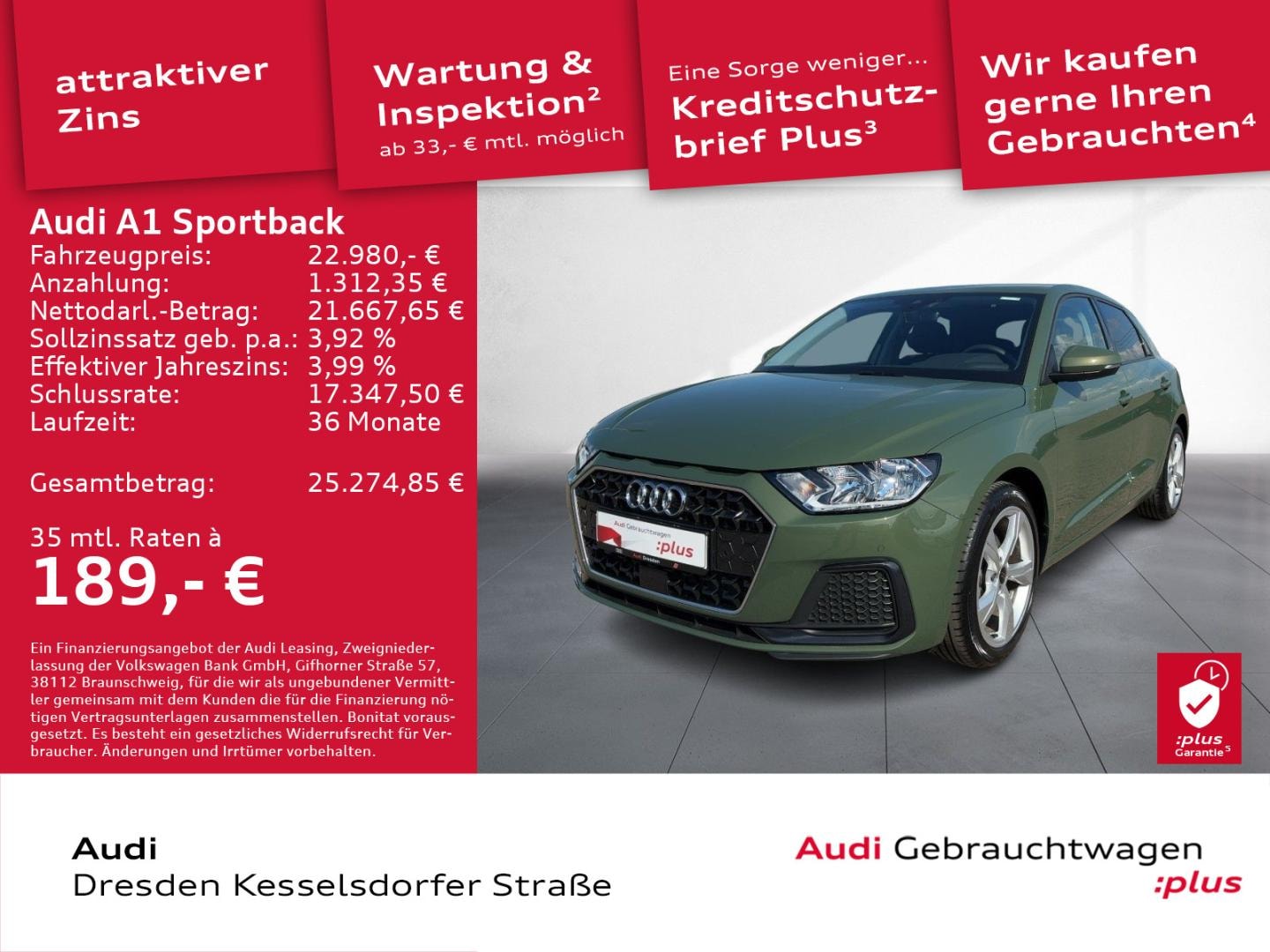 Bild über Audi A1 Sportback advanced 30 TFSI Schaltgetriebe - für weitere Informationen kontaktieren Sie den Audi Partner