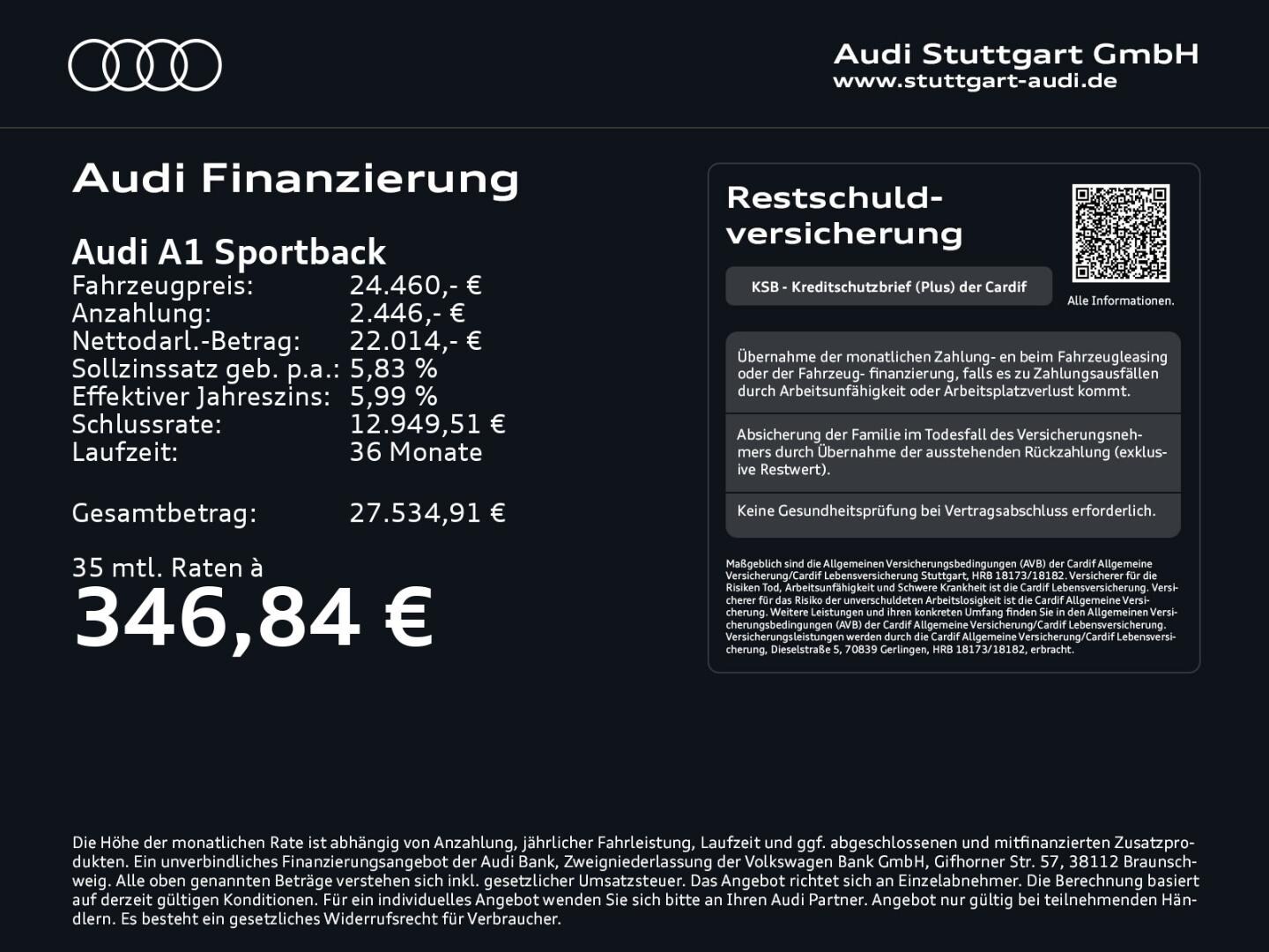 Bild über Audi A1 Sportback advanced 30 TFSI S tronic - für weitere Informationen kontaktieren Sie den Audi Partner