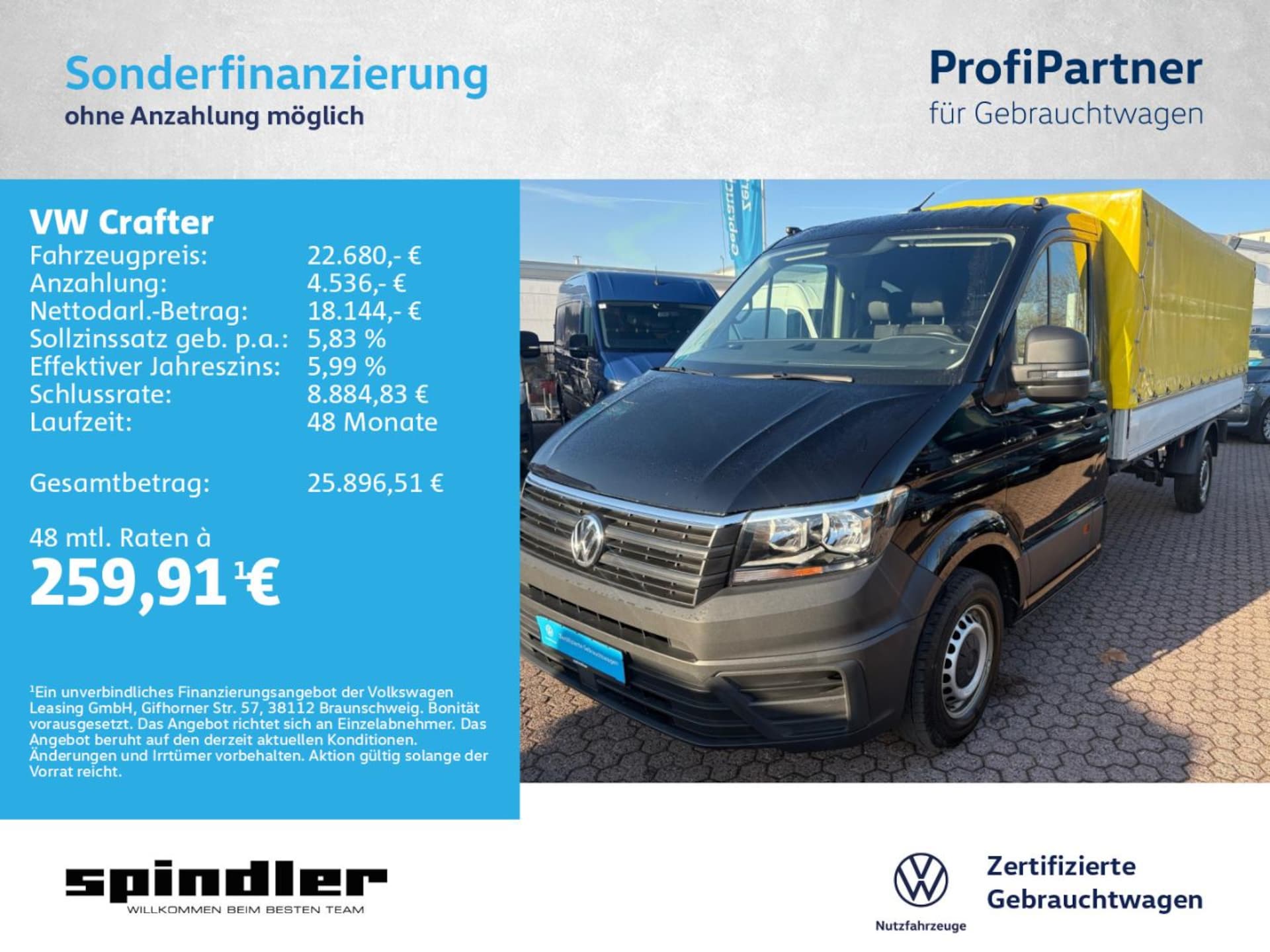 Volkswagen Crafter Einzelkabine langer Radstand