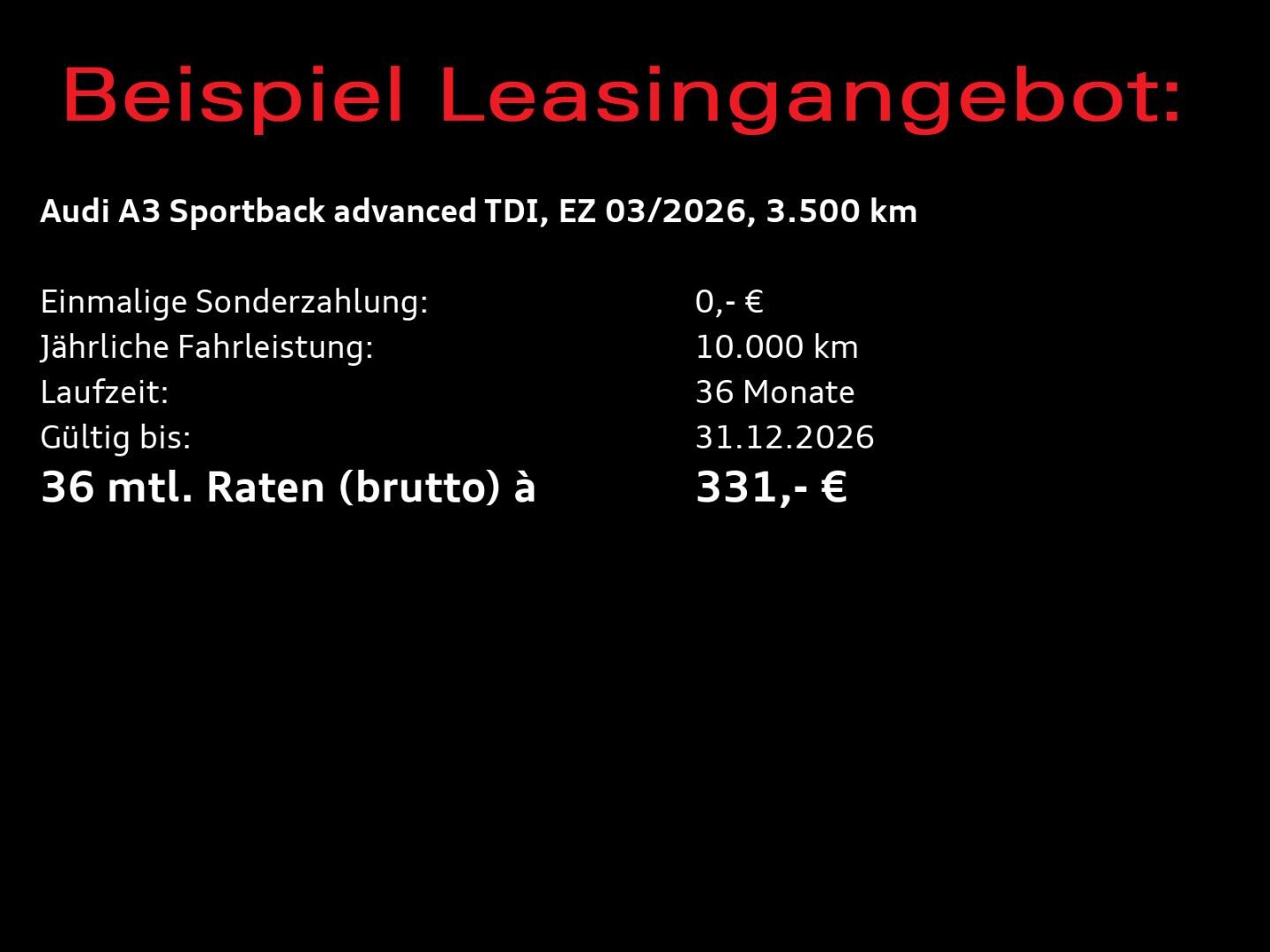 Bild über Audi A3 Sportback TDI Schaltgetriebe - für weitere Informationen kontaktieren Sie den Audi Partner