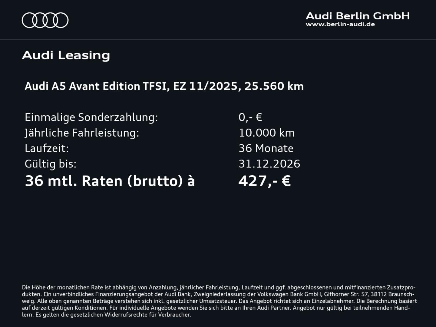 Bild über Audi A5 Avant TFSI 150 kW S tronic - für weitere Informationen kontaktieren Sie den Audi Partner