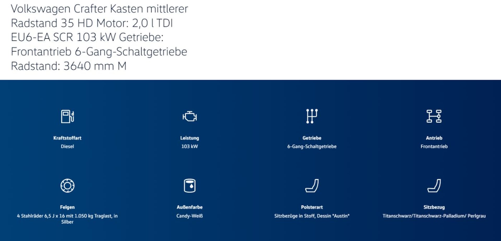 Volkswagen Crafter Kasten mittlerer Radstand