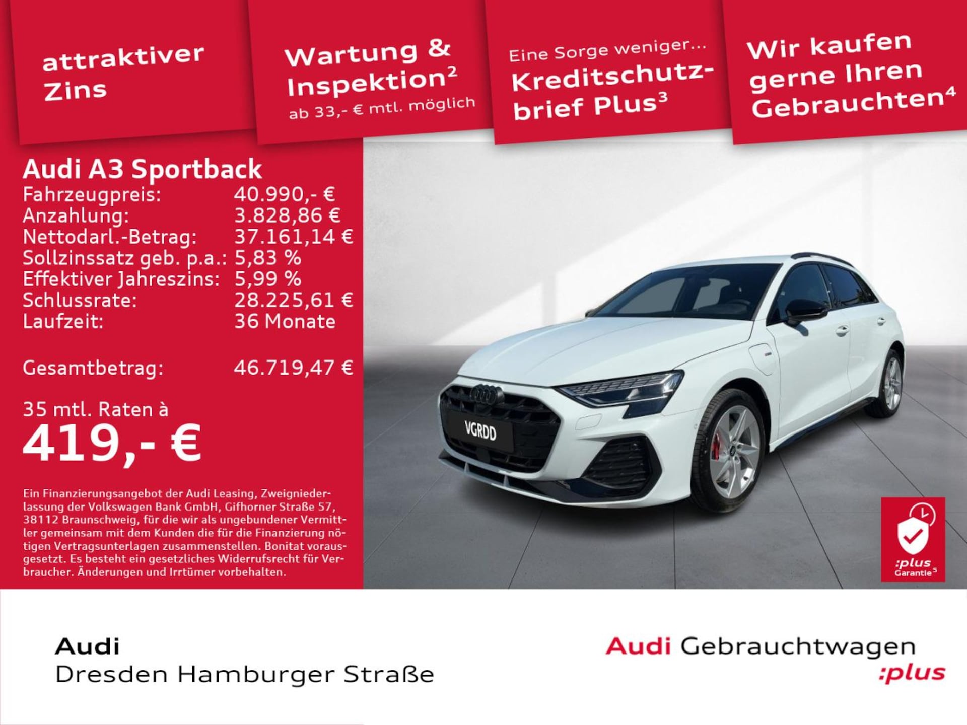 Audi A3 Sportback TFSI e S line