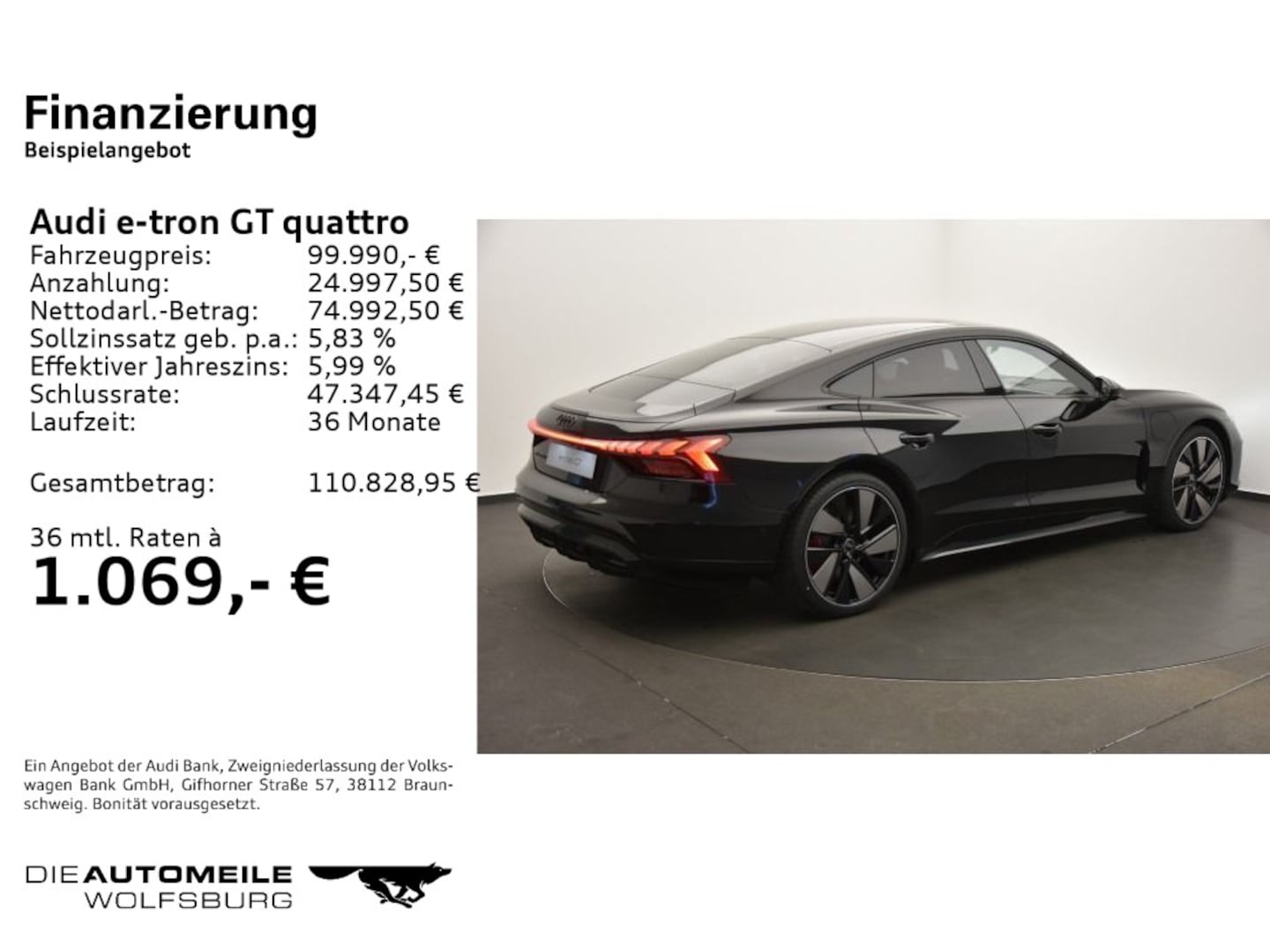 Bild über Audi e-tron GT e-tron quattro - für weitere Informationen kontaktieren Sie den Audi Partner