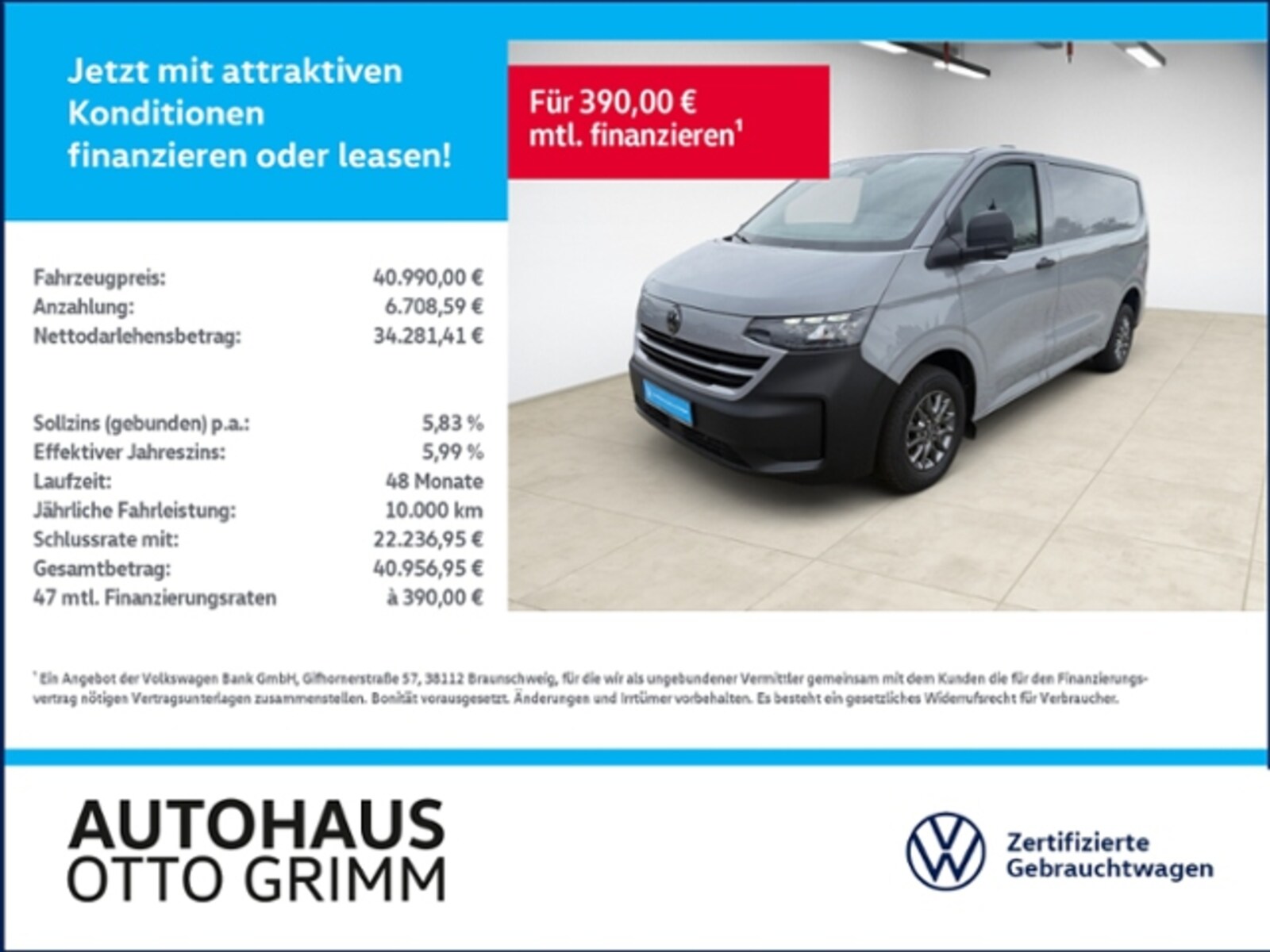 Volkswagen Transporter Kasten kurzer Radstand