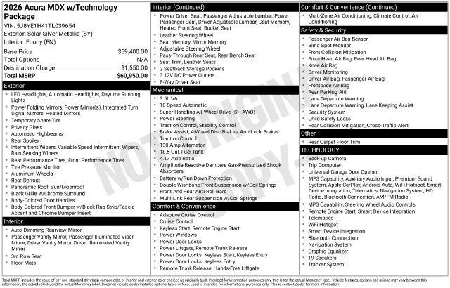 2026 Acura MDX Technology Package - Photo 26