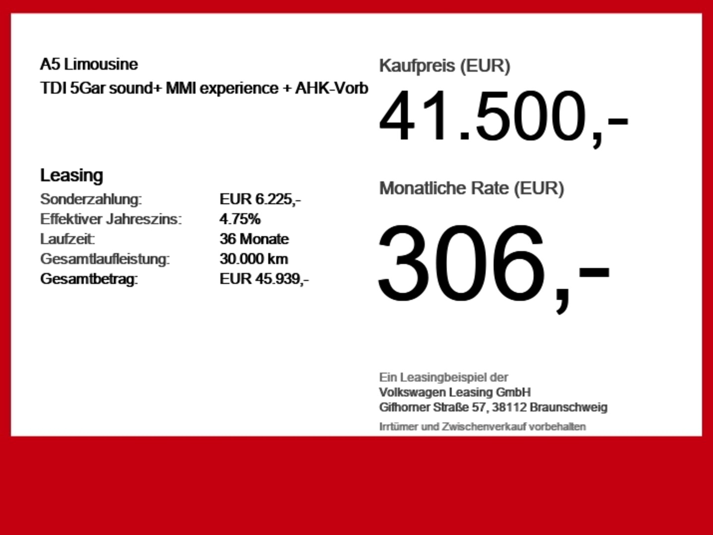 Bild über Audi A5 Limousine TDI 150 kW S tronic - für weitere Informationen kontaktieren Sie den Audi Partner