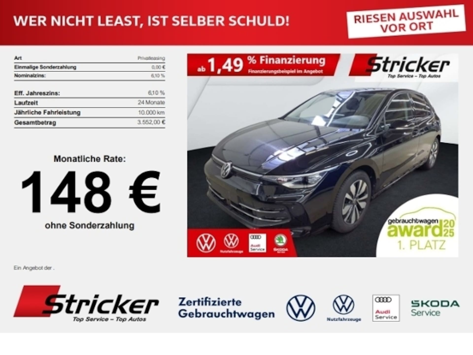 Volkswagen Golf 2026 — Goal 1.5eTSI DSG 148,-ohne Anzahlung AHK Kamera IQ.Light