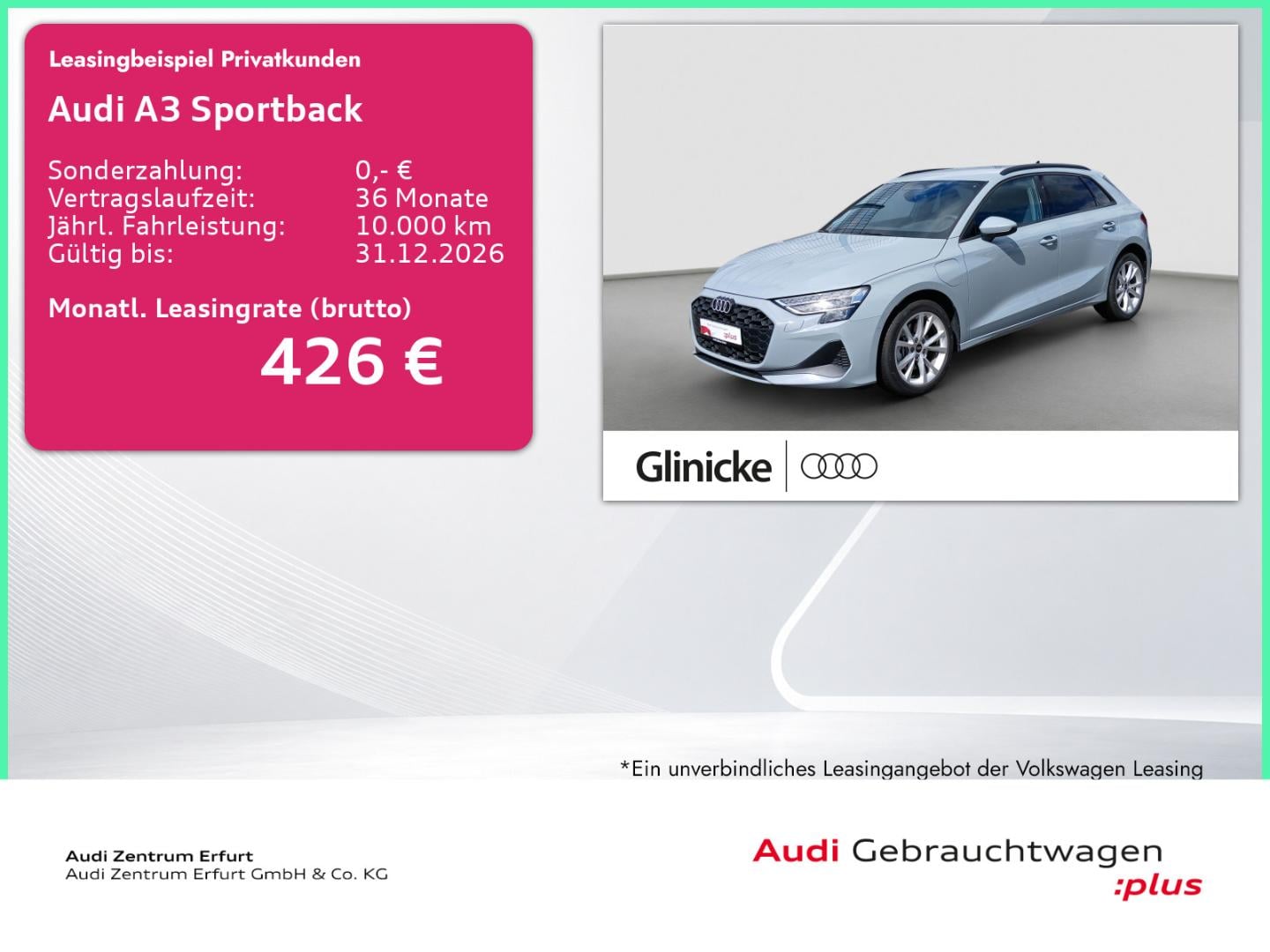 Bild über Audi A3 Sportback TFSI e TFSI e 150 kW S tronic - für weitere Informationen kontaktieren Sie den Audi Partner