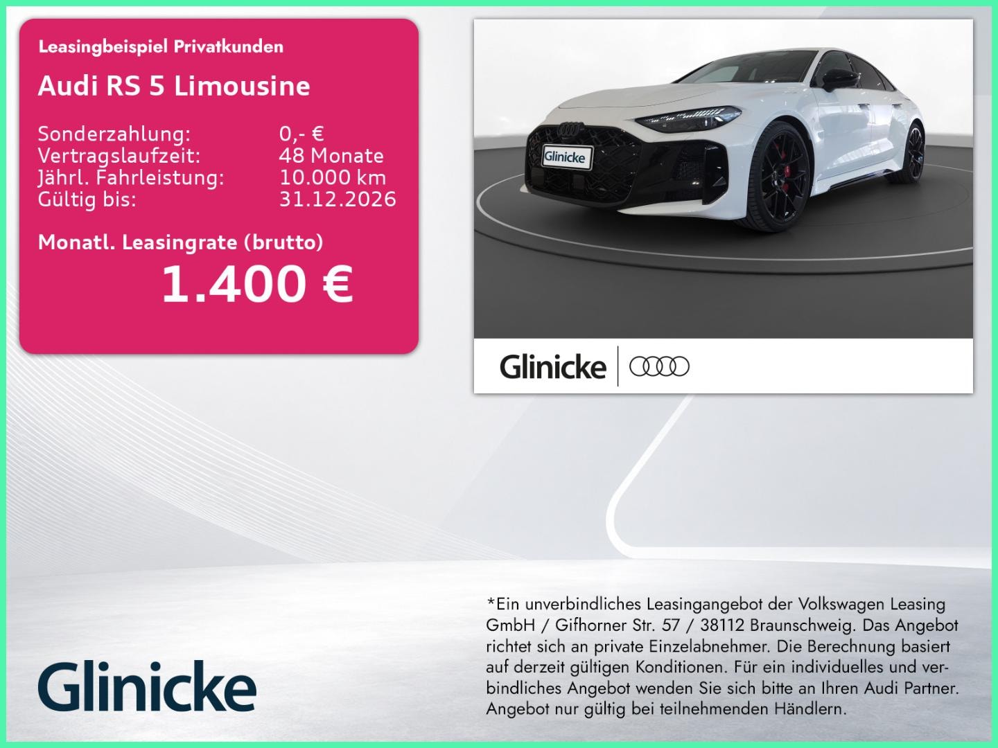Bild über Audi RS 5 Limousine TFSI quattro 470 kW tiptronic - für weitere Informationen kontaktieren Sie den Audi Partner