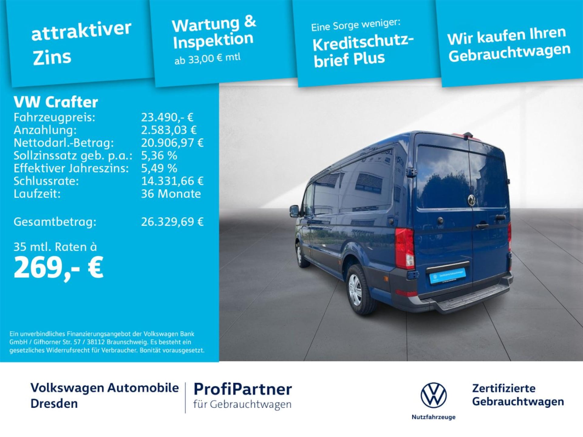 Volkswagen Crafter Kasten mittlerer Radstand