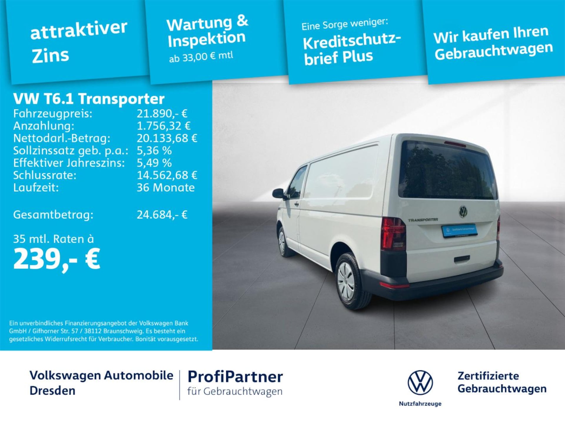 Volkswagen T6.1 Transporter Kasten kurzer Radstand