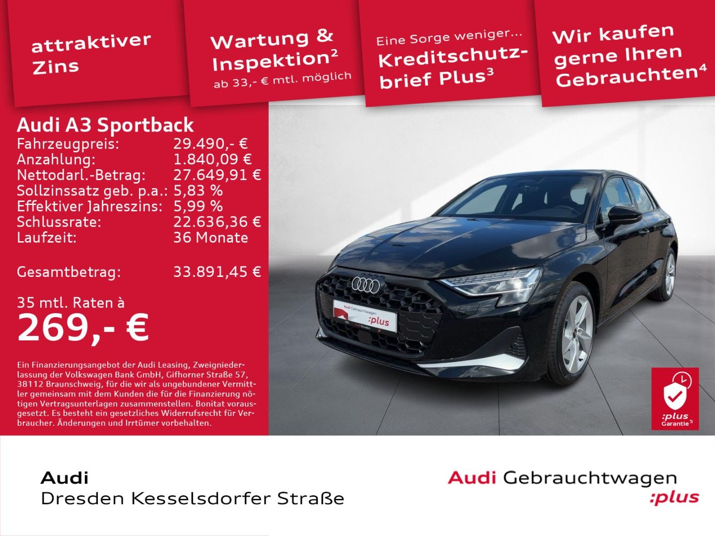 Bild über Audi A3 Sportback TFSI 110 kW S tronic - für weitere Informationen kontaktieren Sie den Audi Partner