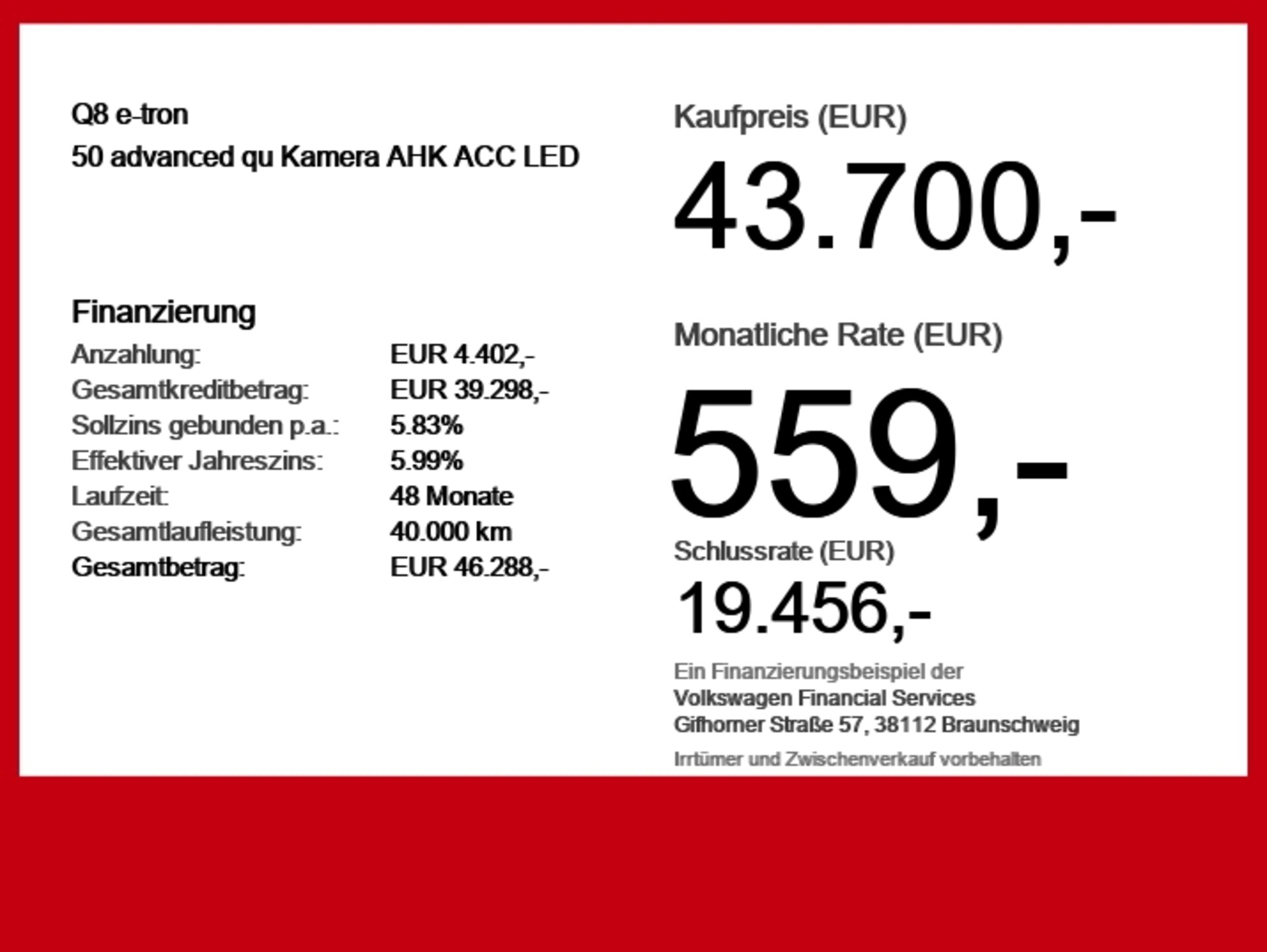 Audi Q8 e-tron Advanced