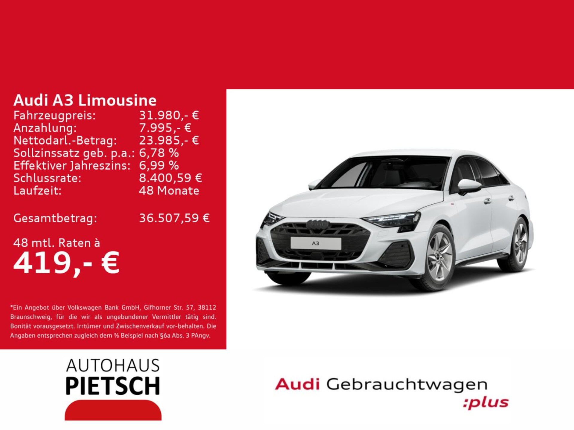 Audi A3 Limousine S line