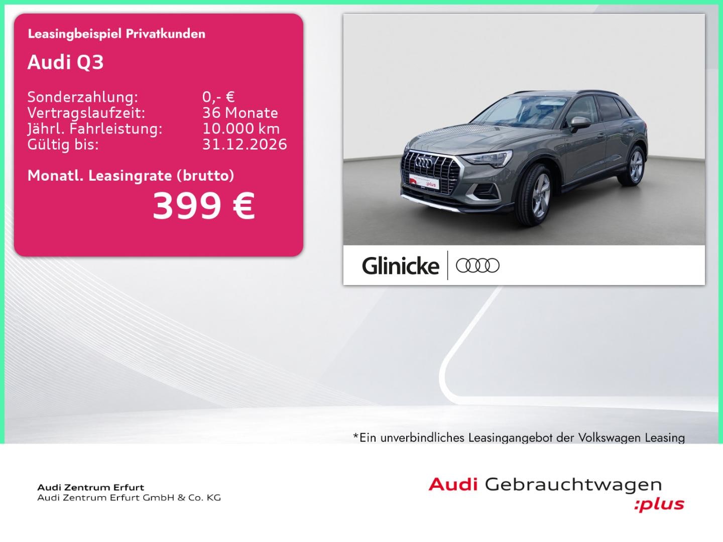 Bild über Audi Q3 TFSI 110 kW S tronic - für weitere Informationen kontaktieren Sie den Audi Partner