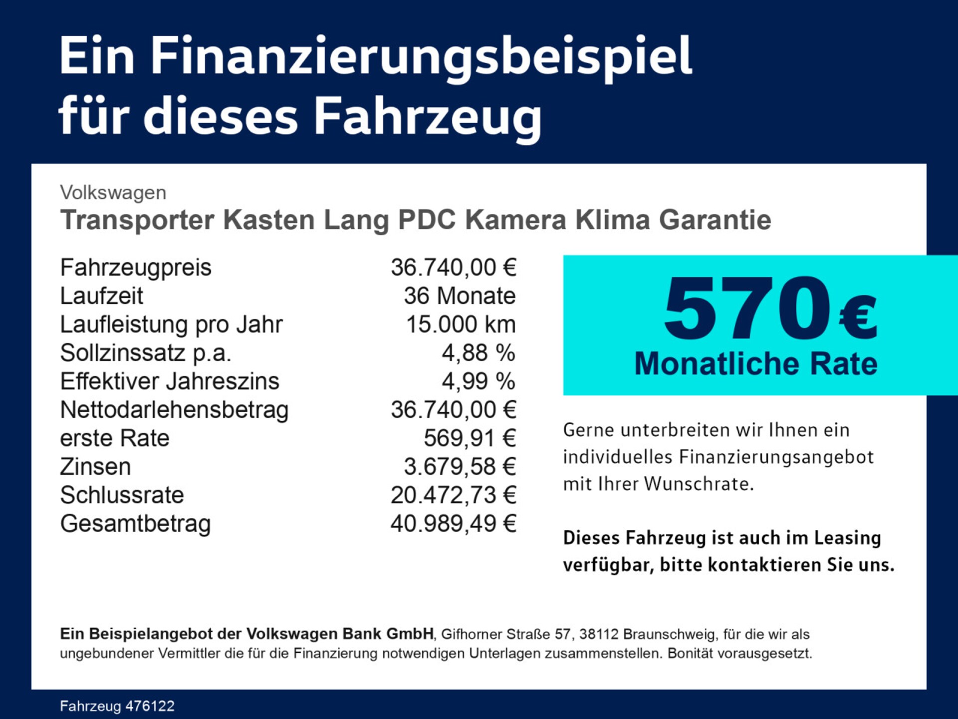 Volkswagen Transporter Kasten langer Radstand