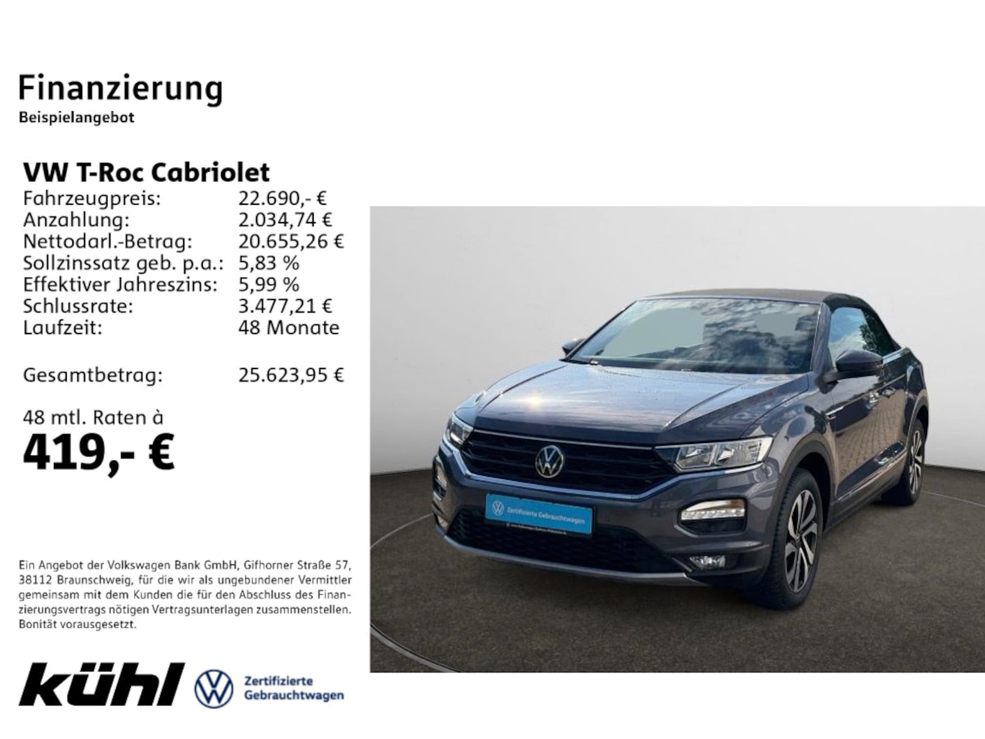 Volkswagen T-Roc Cabriolet — Volkswagen T-Roc Cabriolet T-Roc Cabriolet 1.5 TSI DSG Active Digital Cockpit, Lenkrad heizbar, PDC v+h
