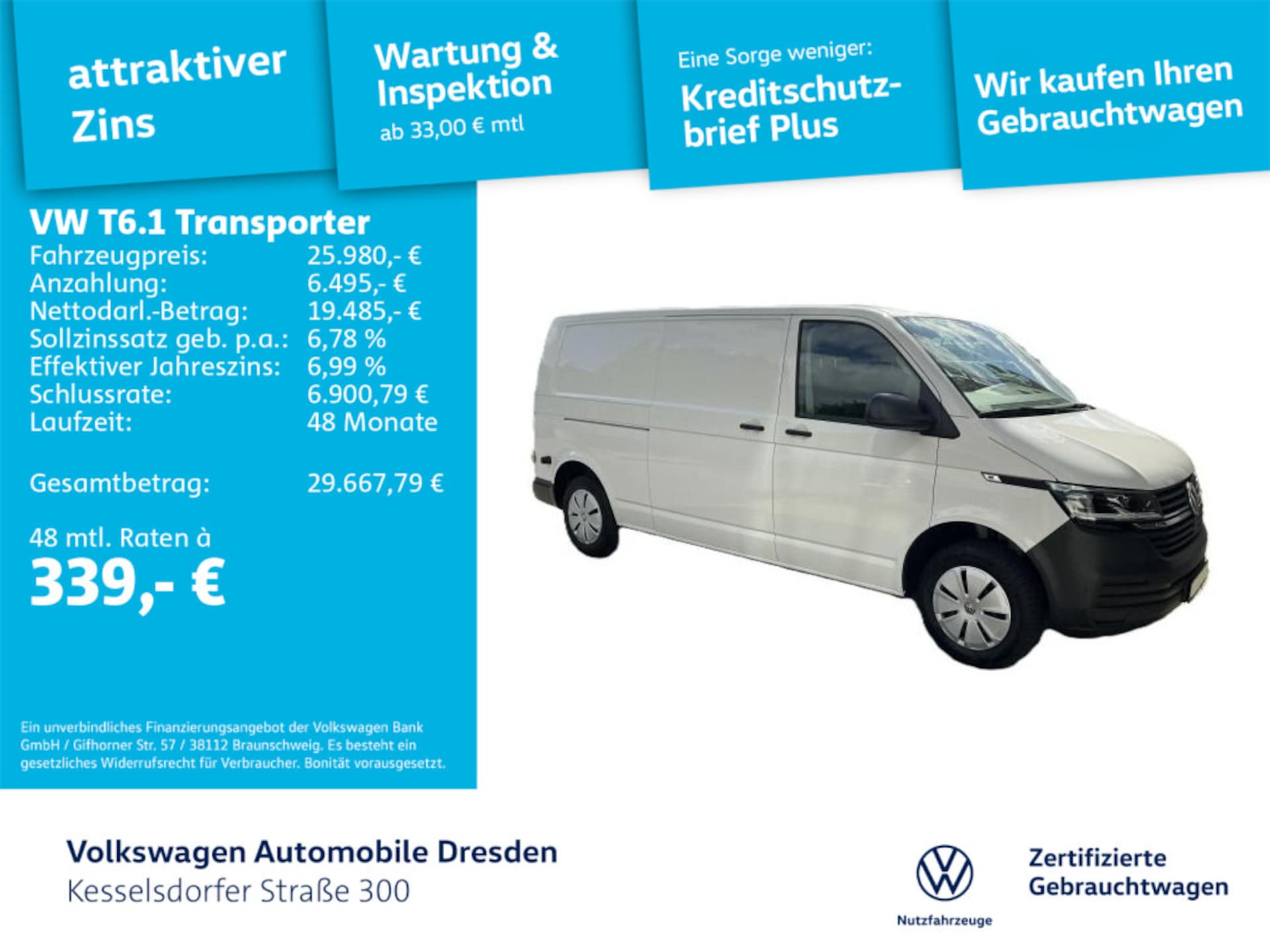 Volkswagen T6.1 Transporter Kasten langer Radstand