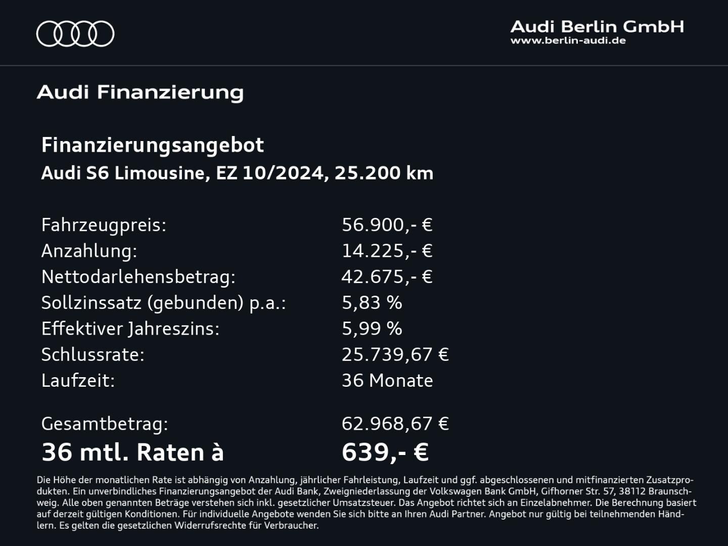 Bild über Audi S6 Limousine TDI quattro tiptronic - für weitere Informationen kontaktieren Sie den Audi Partner