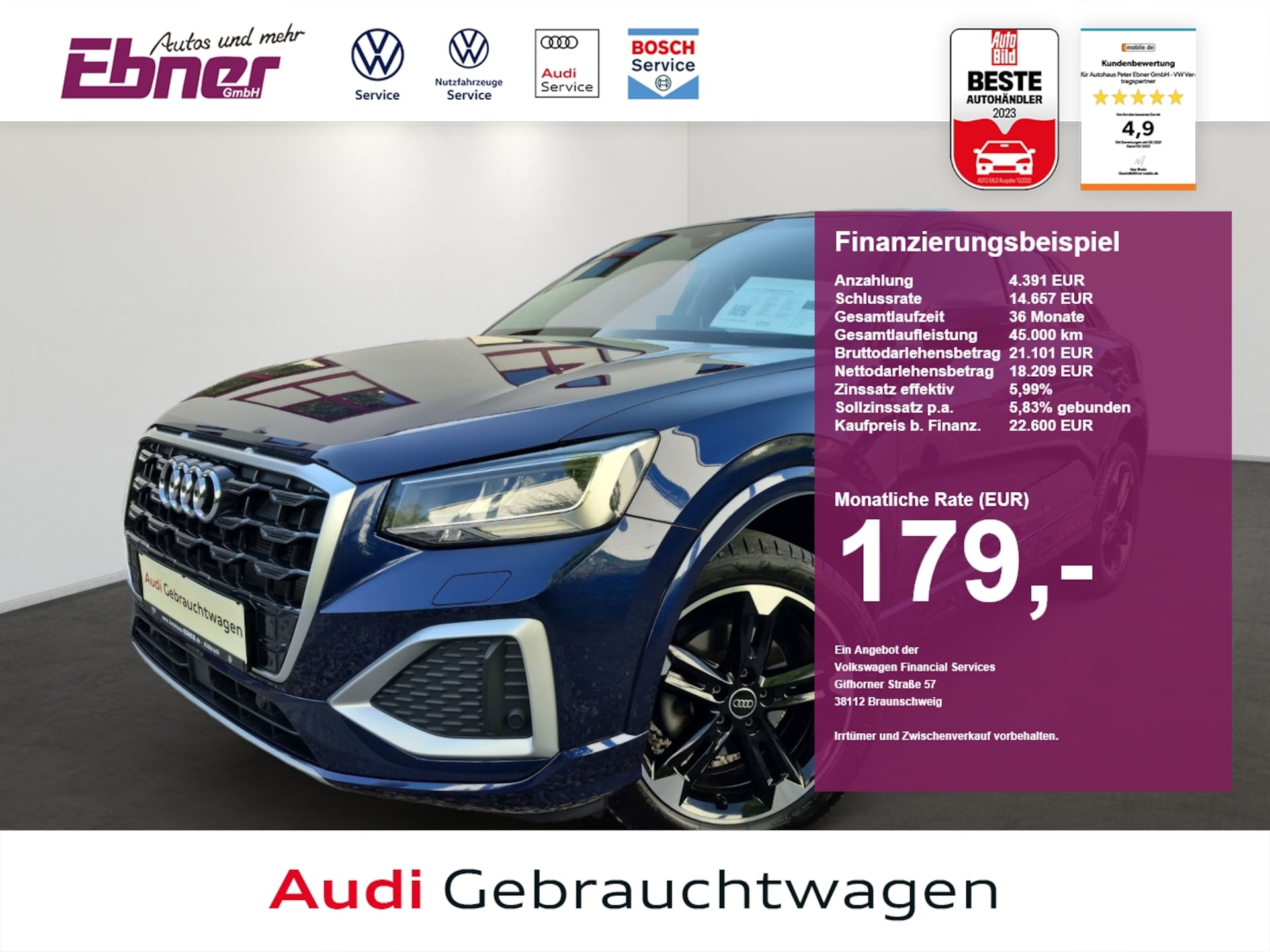 Audi Q2 2024 — advanced 30 TFSI 81 kW (110 PS) Schaltgetriebe TFSI ANHKPL+LED+KEYLESS+GRA+18 ALU!