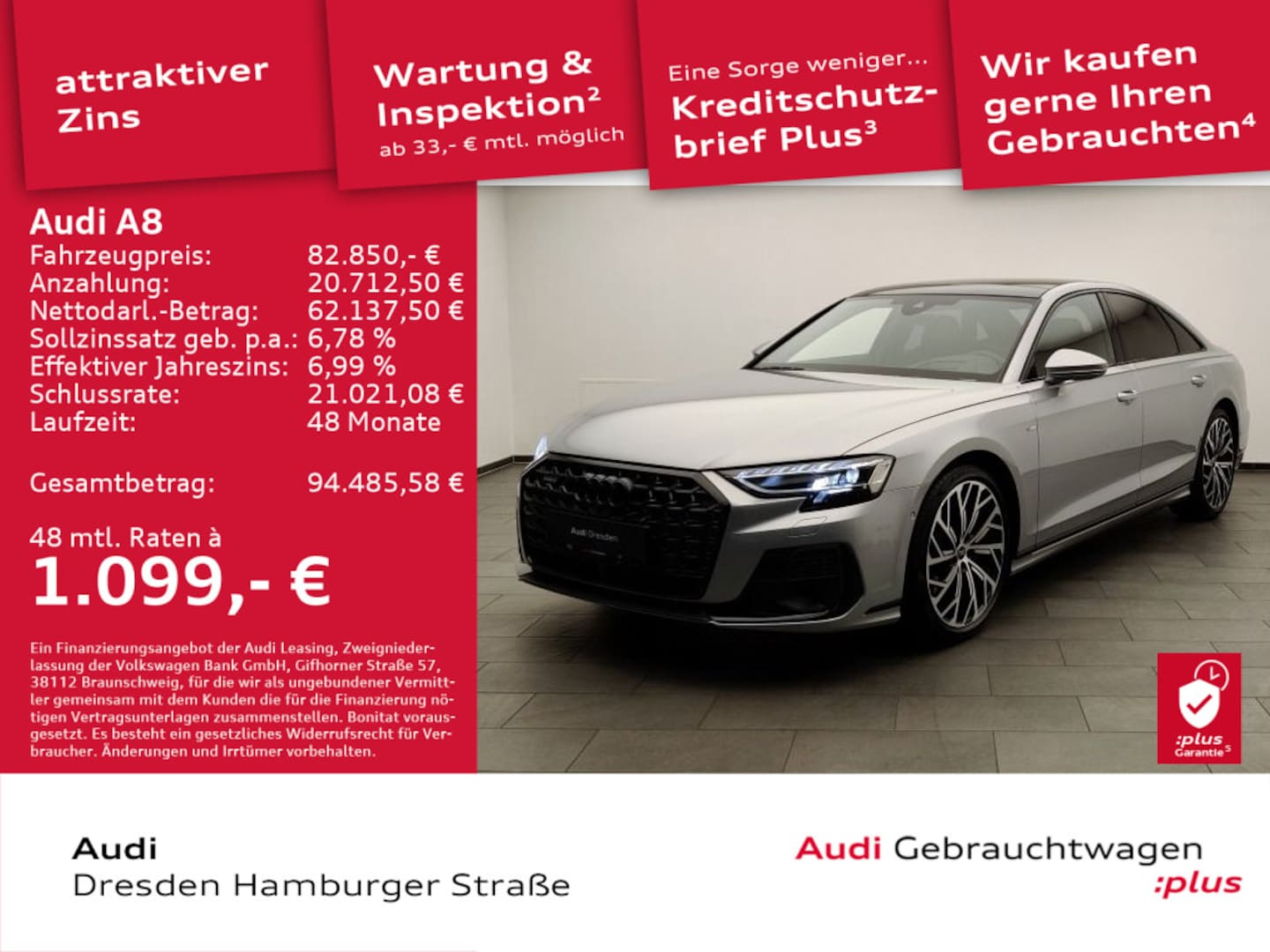 Bild über Audi A8 50 TDI quattro tiptronic - für weitere Informationen kontaktieren Sie den Audi Partner