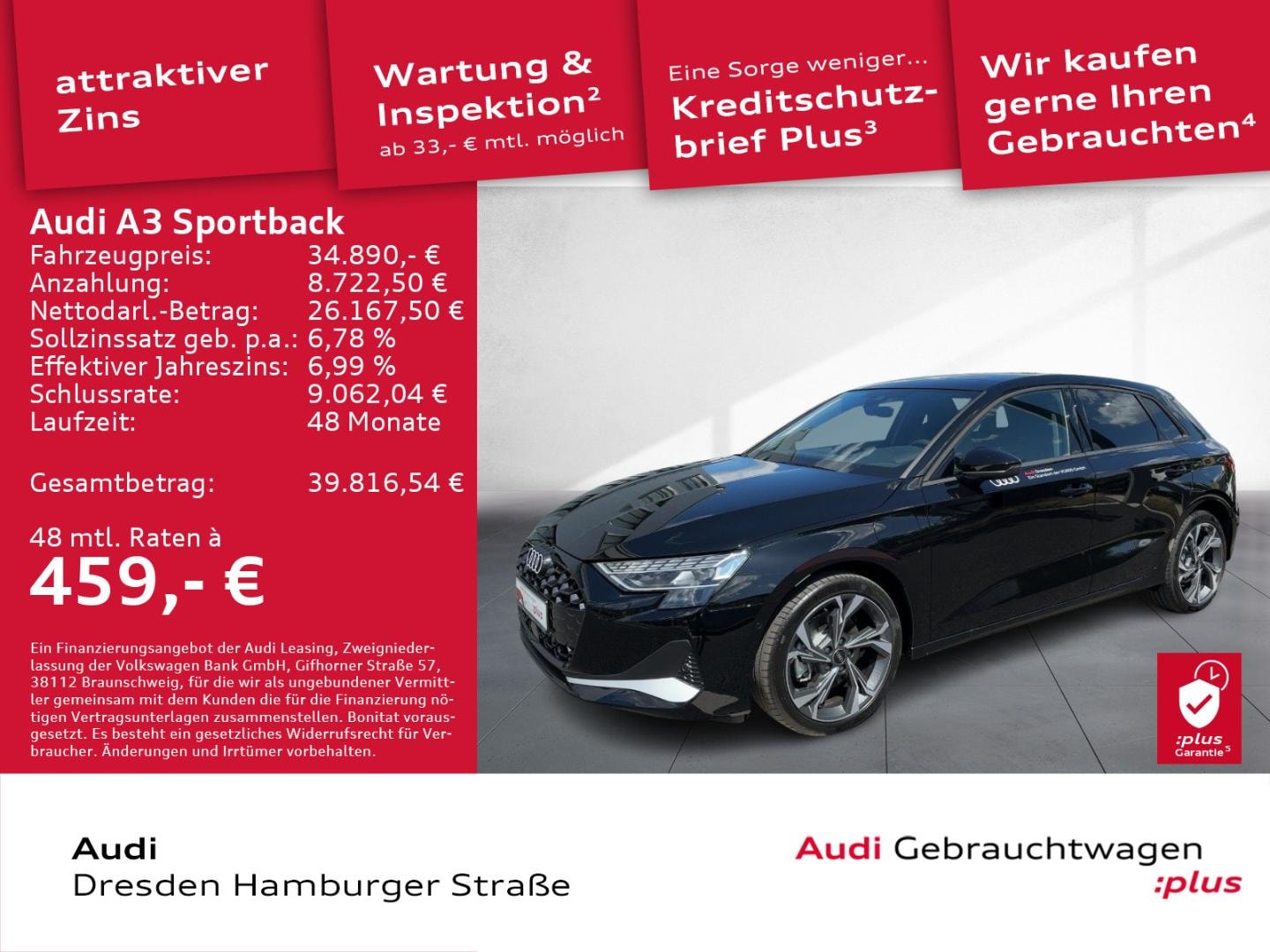 Bild über Audi A3 Sportback TFSI e advanced 40 TFSI e S tronic - für weitere Informationen kontaktieren Sie den Audi Partner