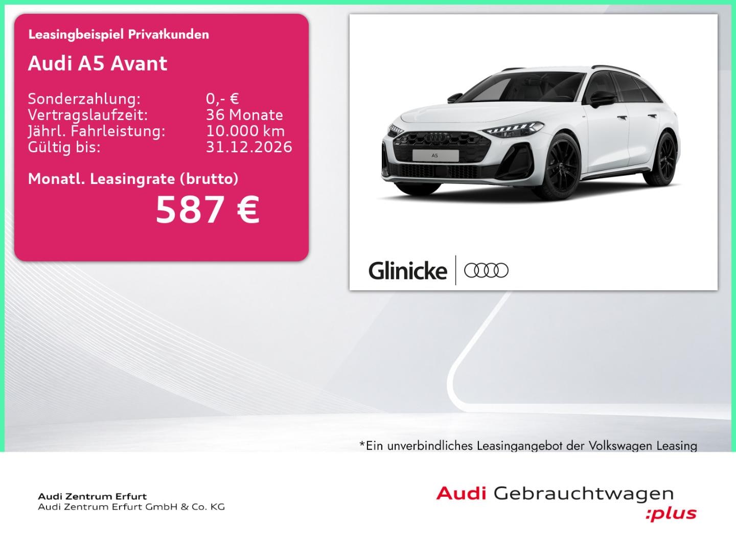 Bild über Audi A5 Avant TFSI 150 kW S tronic - für weitere Informationen kontaktieren Sie den Audi Partner
