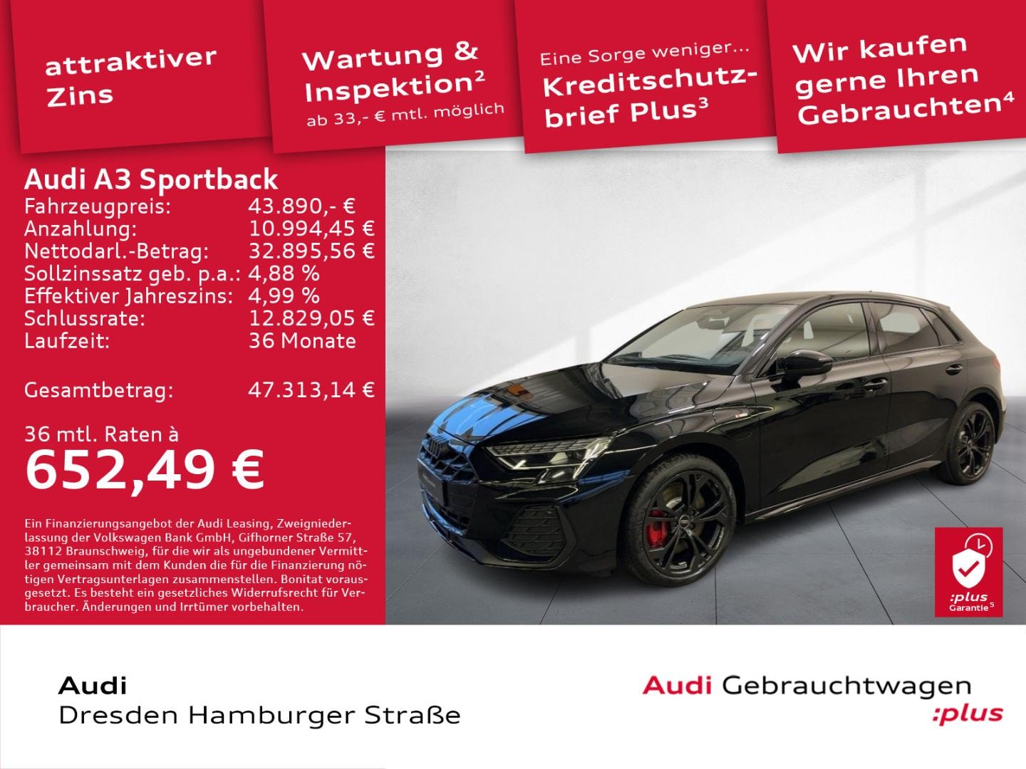 Bild über Audi A3 Sportback TFSI e TFSI e 200 kW S tronic - für weitere Informationen kontaktieren Sie den Audi Partner