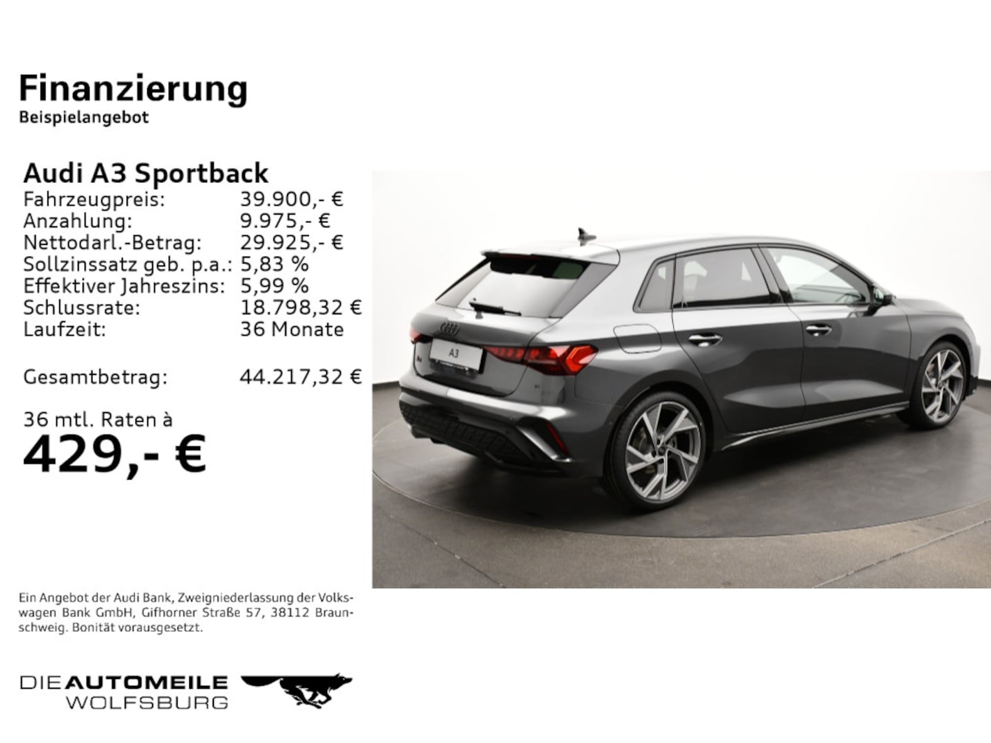 Bild über Audi A3 Sportback S line 35 TDI S tronic - für weitere Informationen kontaktieren Sie den Audi Partner